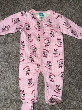 Disney Baby - girls 3-6m Minnie quilted button up jammies